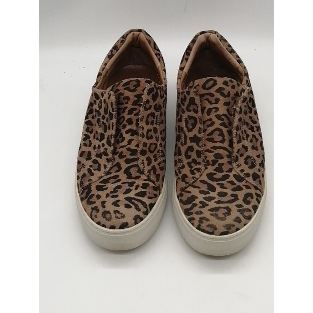 J/Slides Sneakers Womens Brown Leopard Print 8.5 Leather Walking Shoe Stretch‎